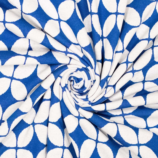 jacquardstoff recycled Abstract blau weiß
