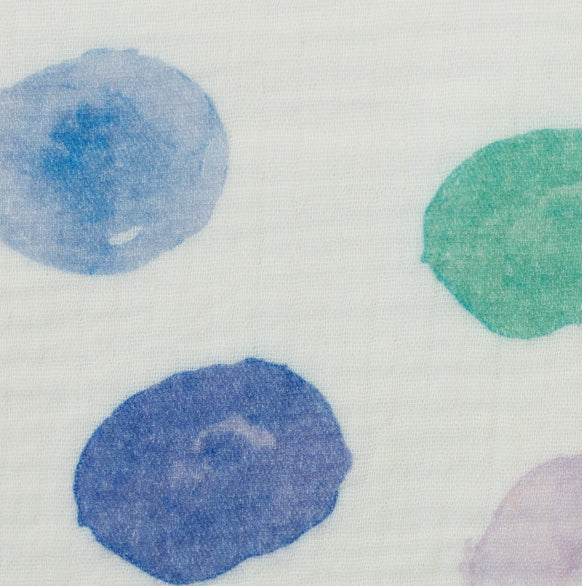 Musselin Thea Abstrakt Tupfen bunt pink blau