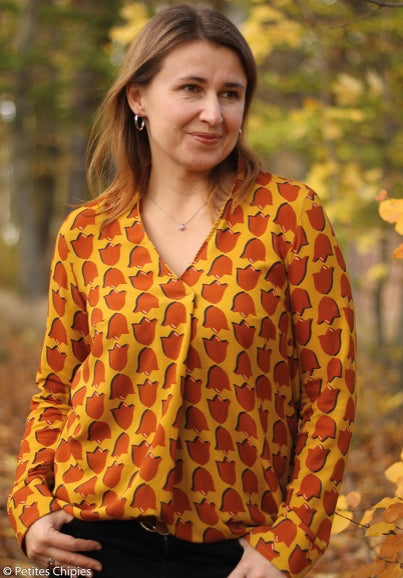 Viskose Bluse Retro Tuilps senfgelb by Cherry Picking
