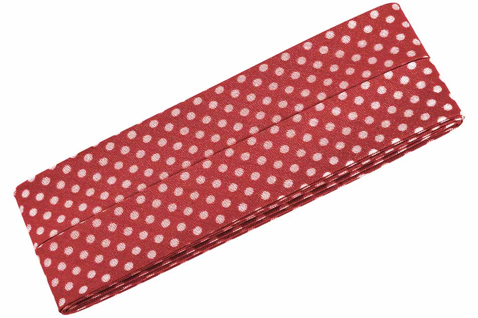 Baumwoll Schrägband gefalzt 40/20 Dots rot