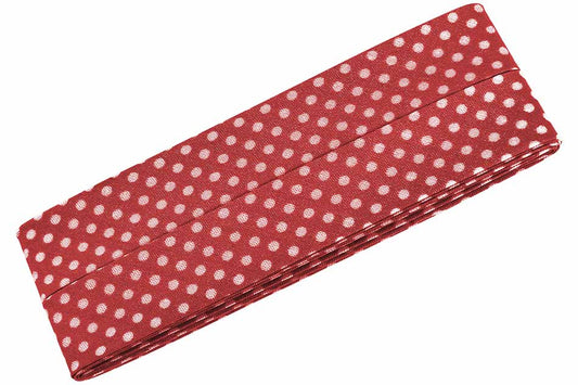 Baumwoll Schrägband gefalzt 40/20 Dots rot