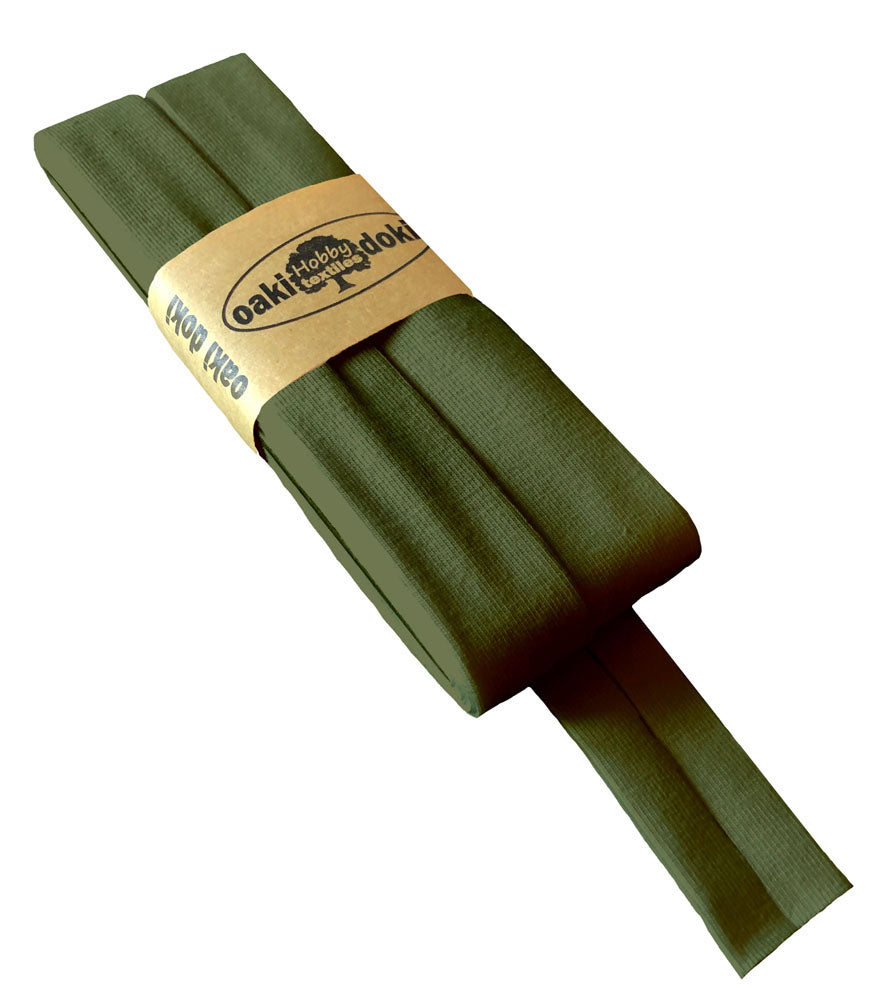 Jersey Schrägband 40/20mm Coupon khaki grün