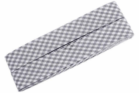 Baumwoll Schrägband gefalzt 40/20 karo grau