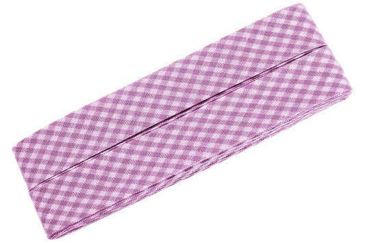 Baumwoll Schrägband gefalzt 40/20 karo pink beere