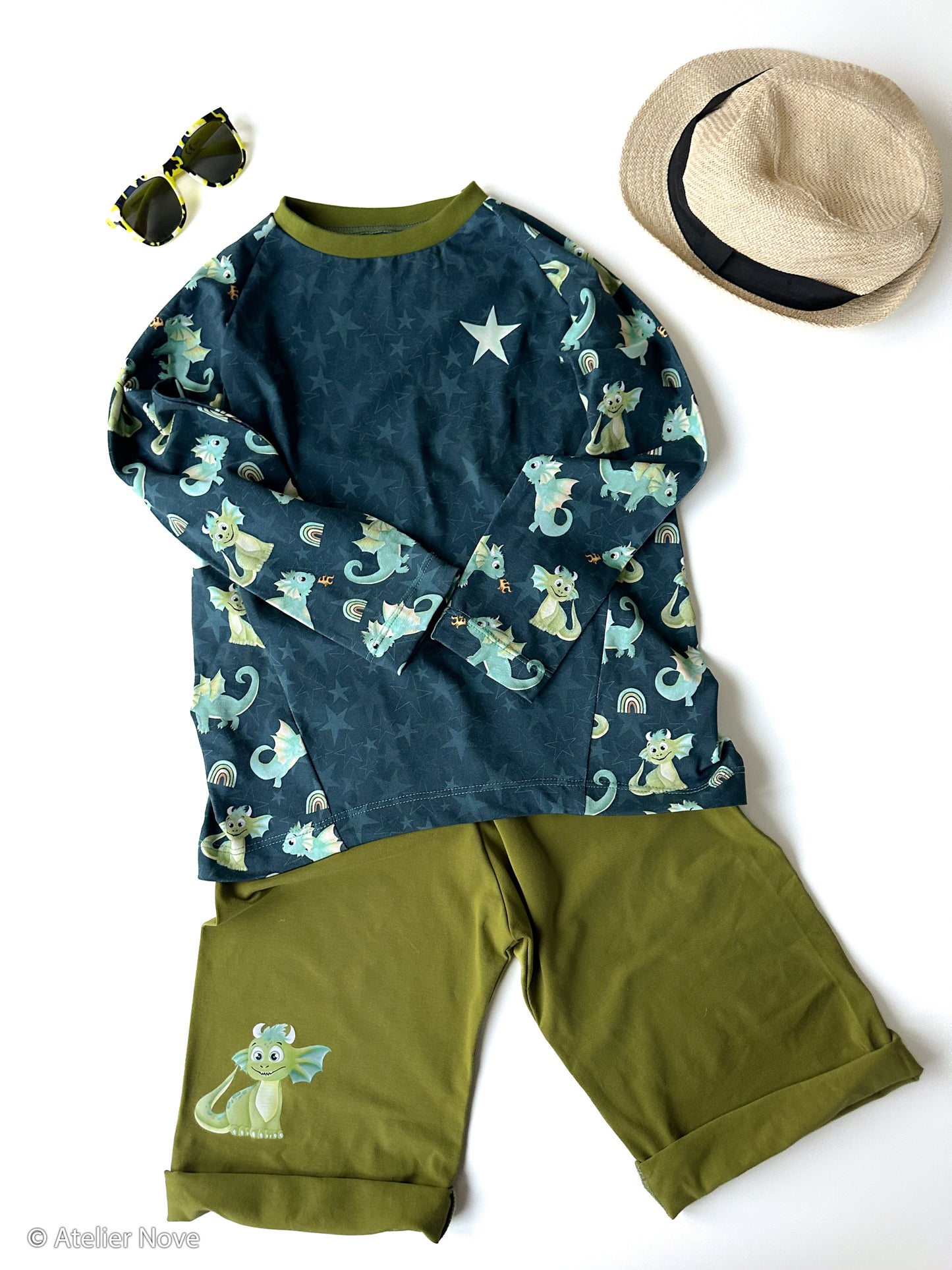 Jersey Fantastische Zauberwelten by Mrs.Mint Design Sterne petrol