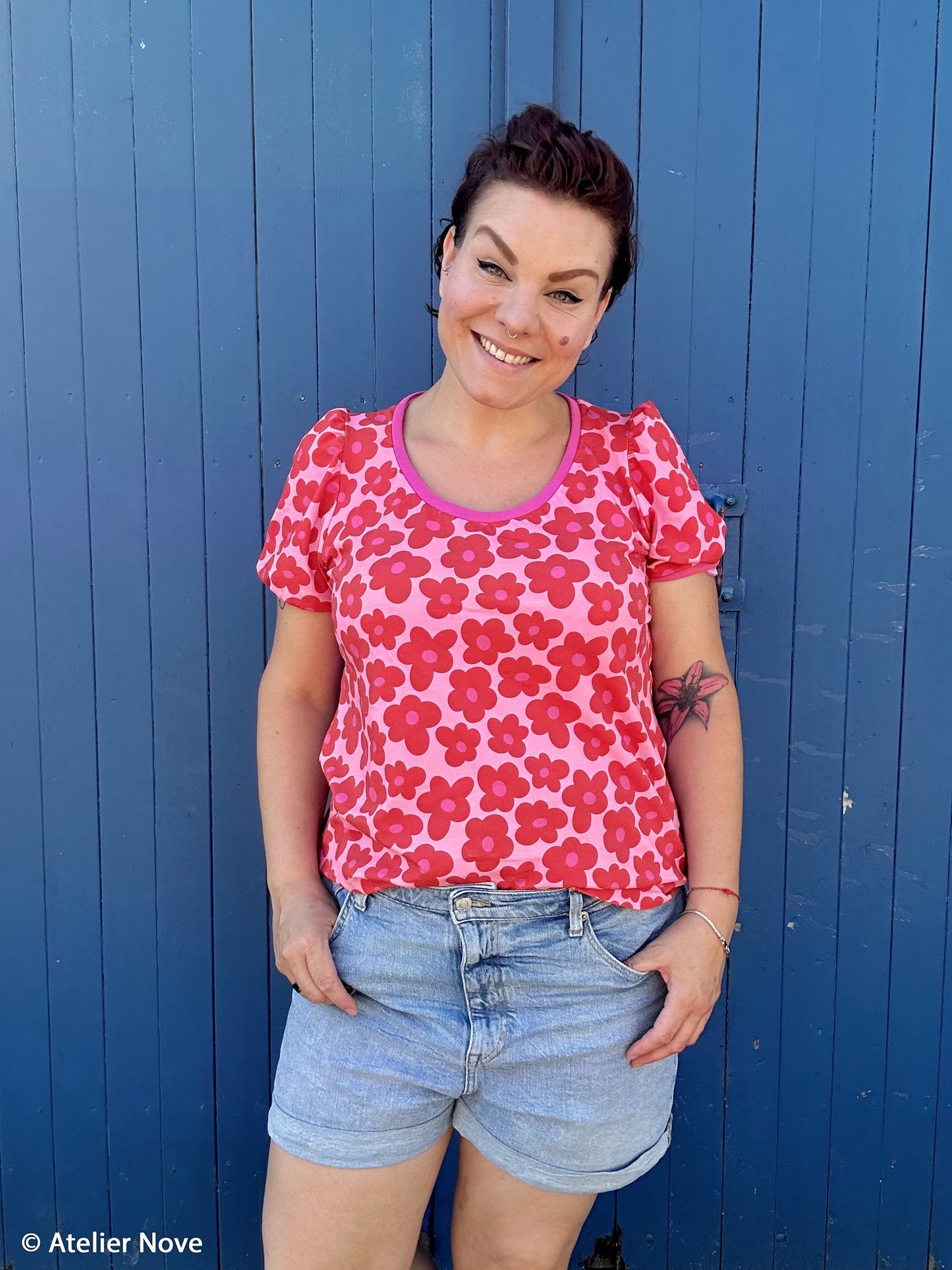 Viskosejersey Happy Flowers by cherry pink rot