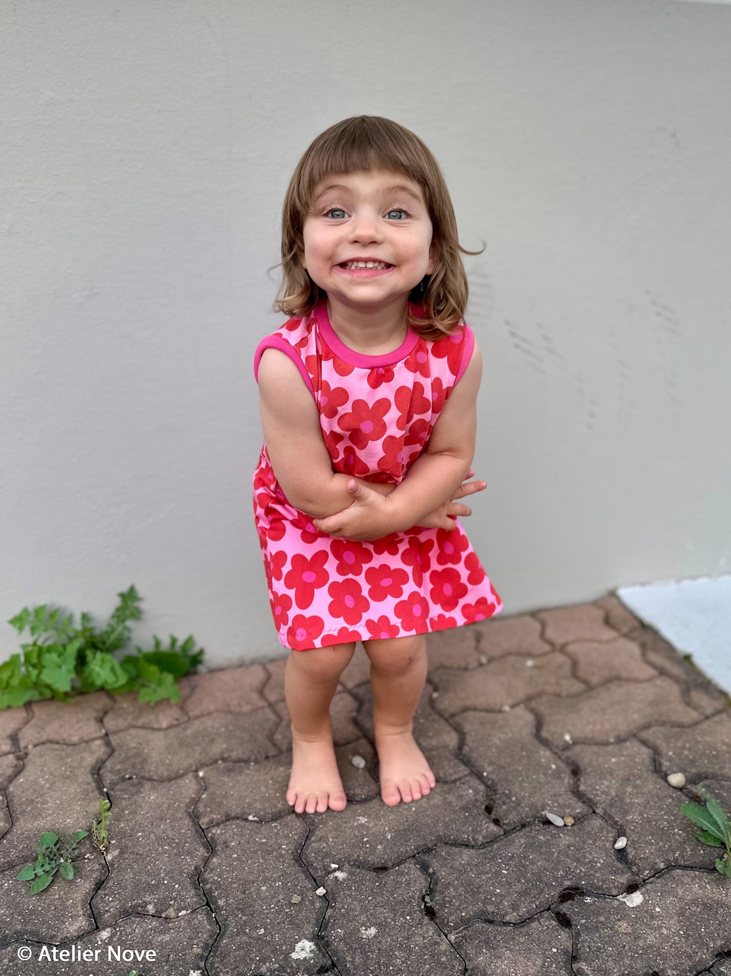 Viskosejersey Happy Flowers by cherry pink rot