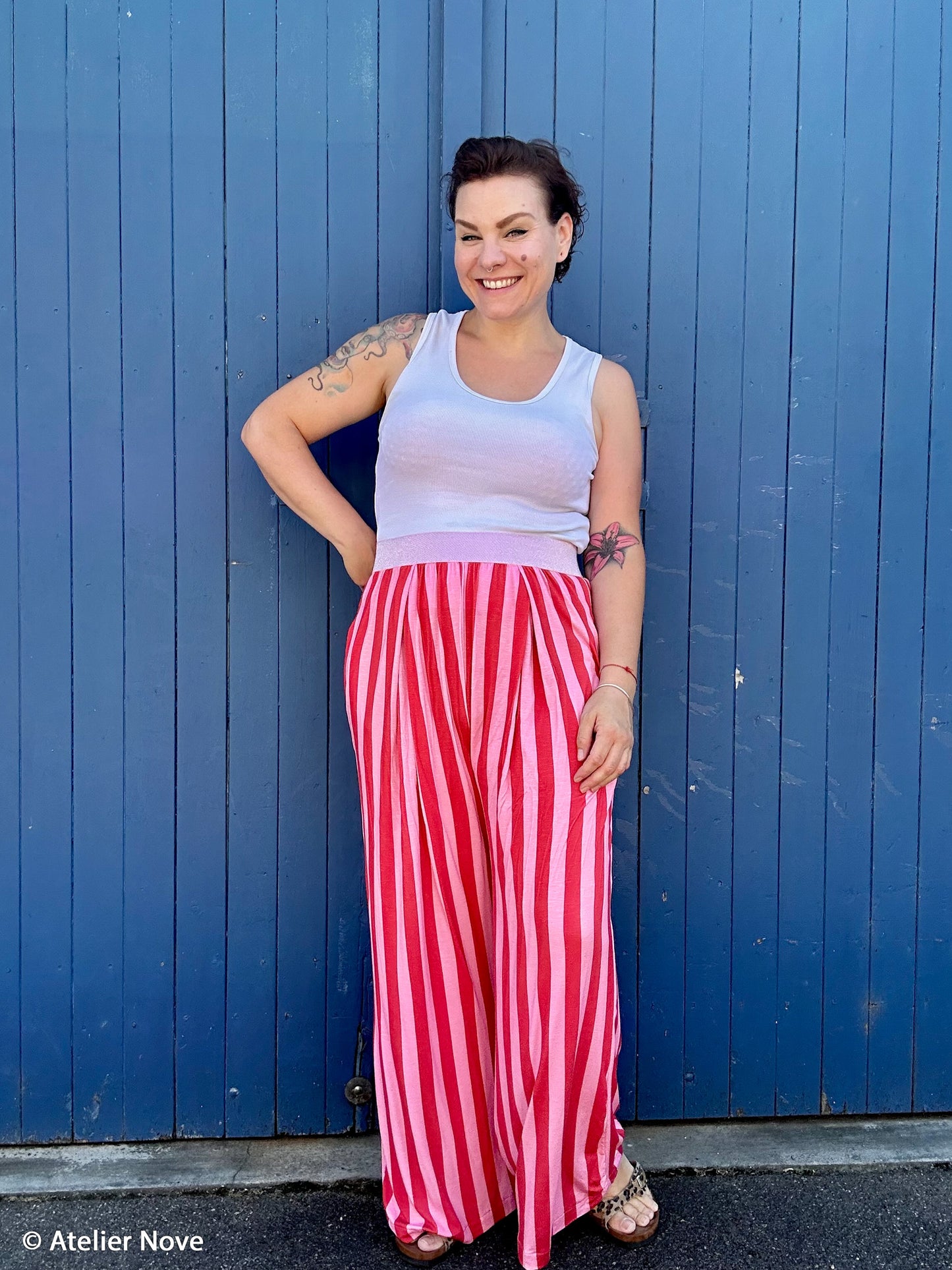 Viskosejersey Happy Stripes by cherry pink rot