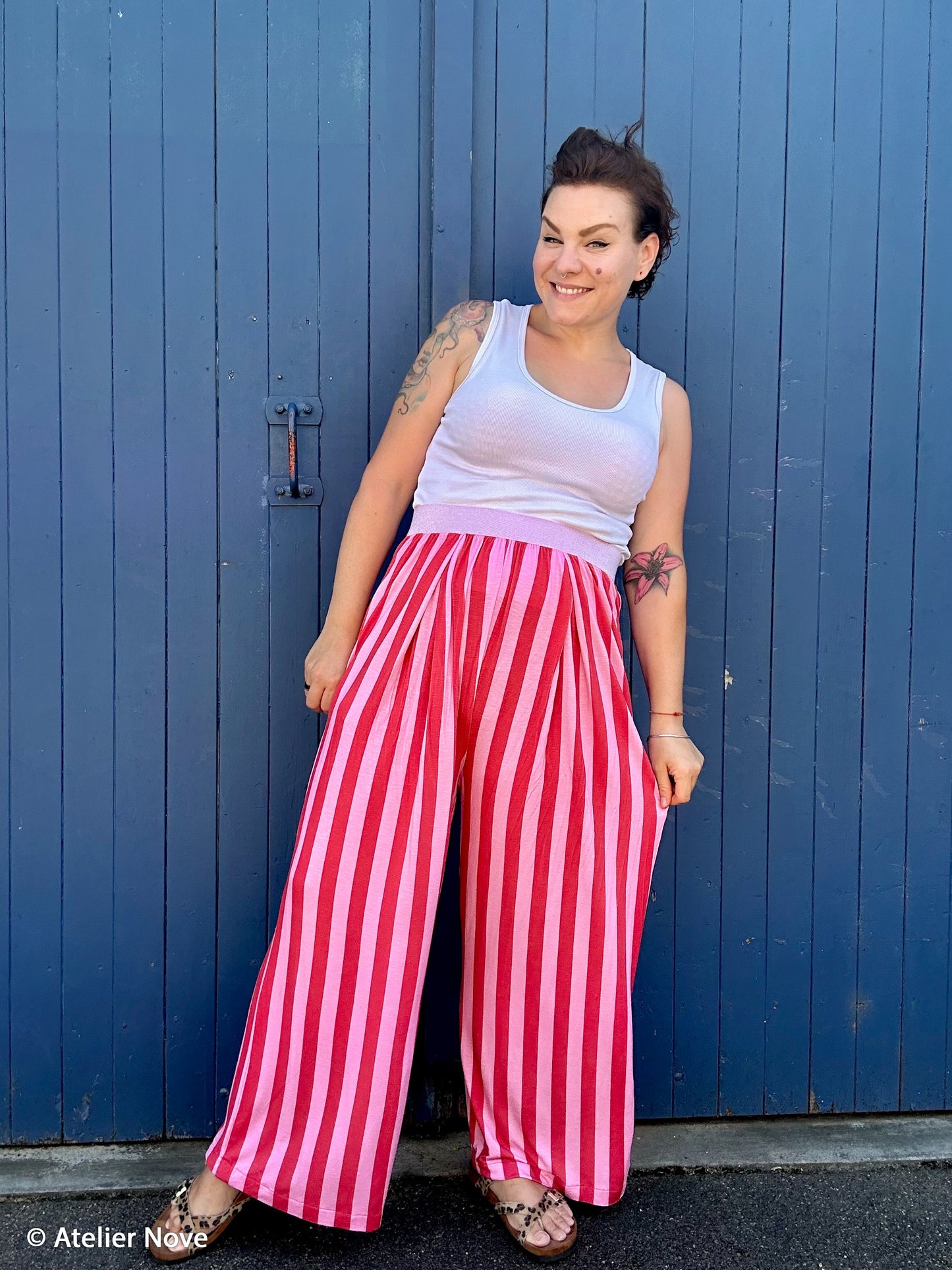 Viskosejersey Happy Stripes by cherry pink rot