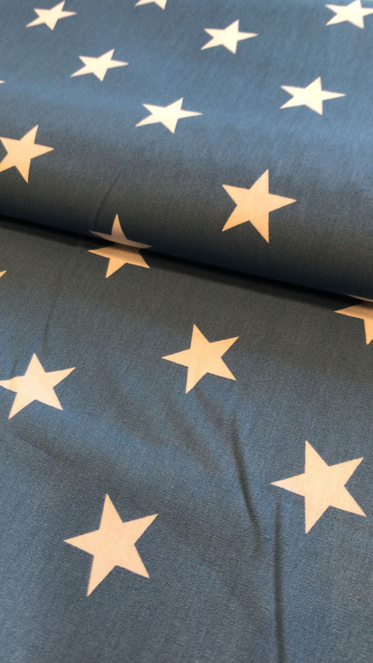 Baumwolle Sterne groß jeansblau Reststück 1m