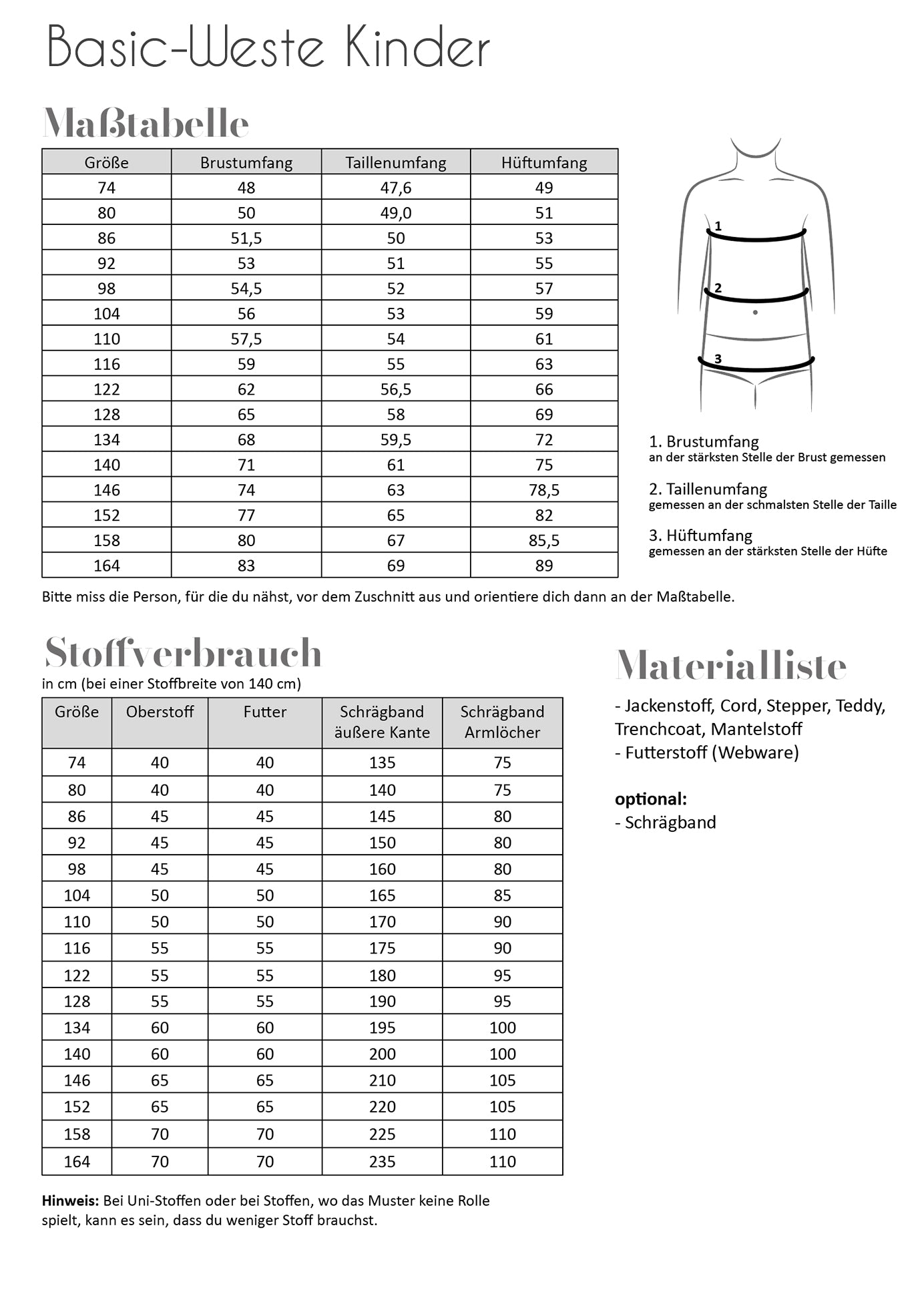 Fadenkäfer Basic Weste Kinder