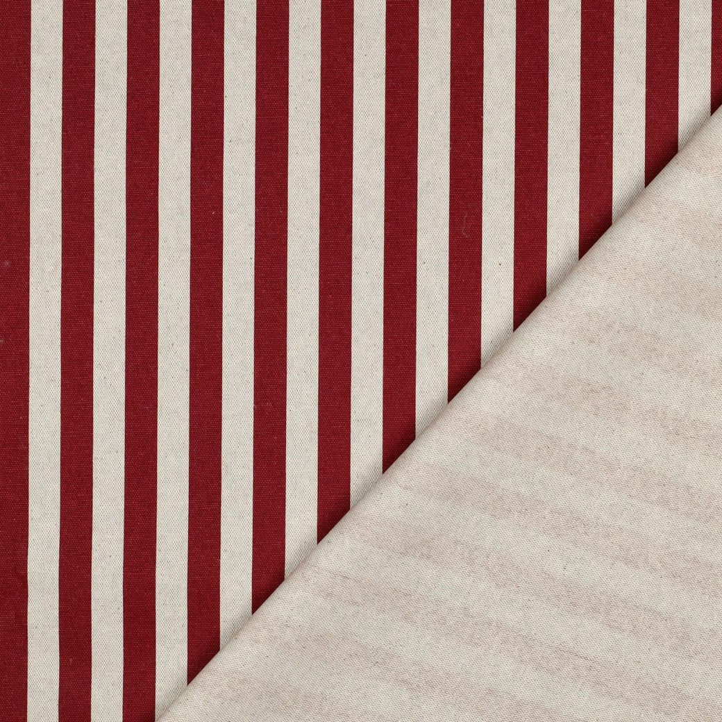 Bald erhältlich - Beschichteter Canvas in Leinenoptik Streifen rot