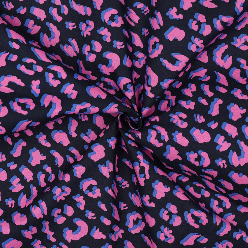 Beschichtete Baumwolle Animal Skin Leo dunkelblau pink