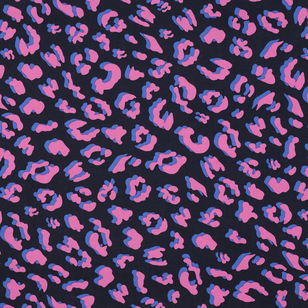 Beschichtete Baumwolle Animal Skin Leo dunkelblau pink