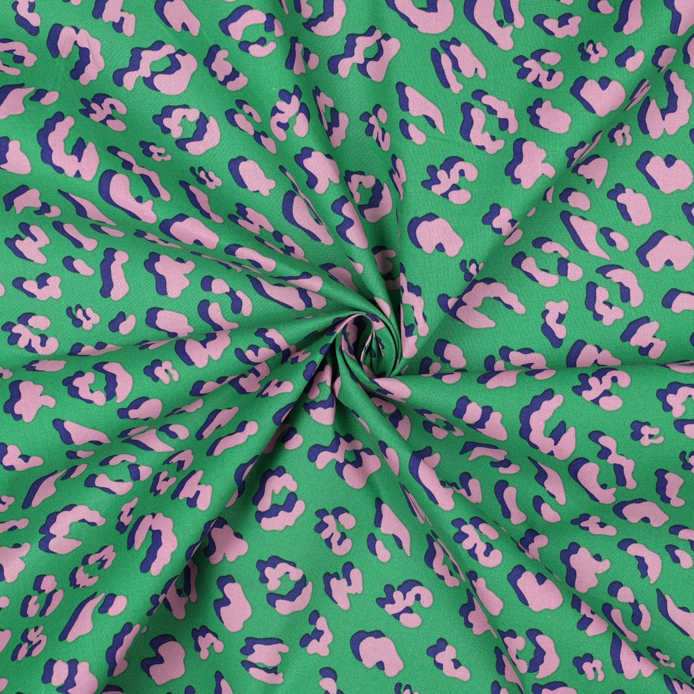 Beschichtete Baumwolle Animal Skin Leo grün rosa