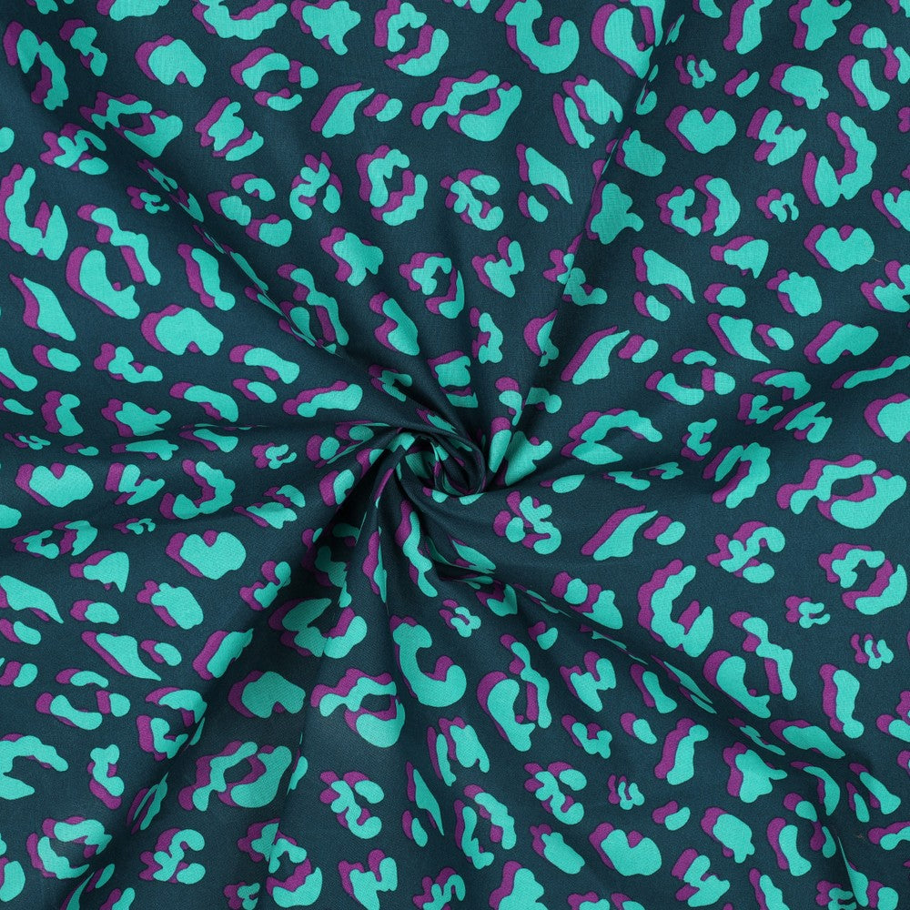 Beschichtete Baumwolle Animal Skin Leo petrol mint