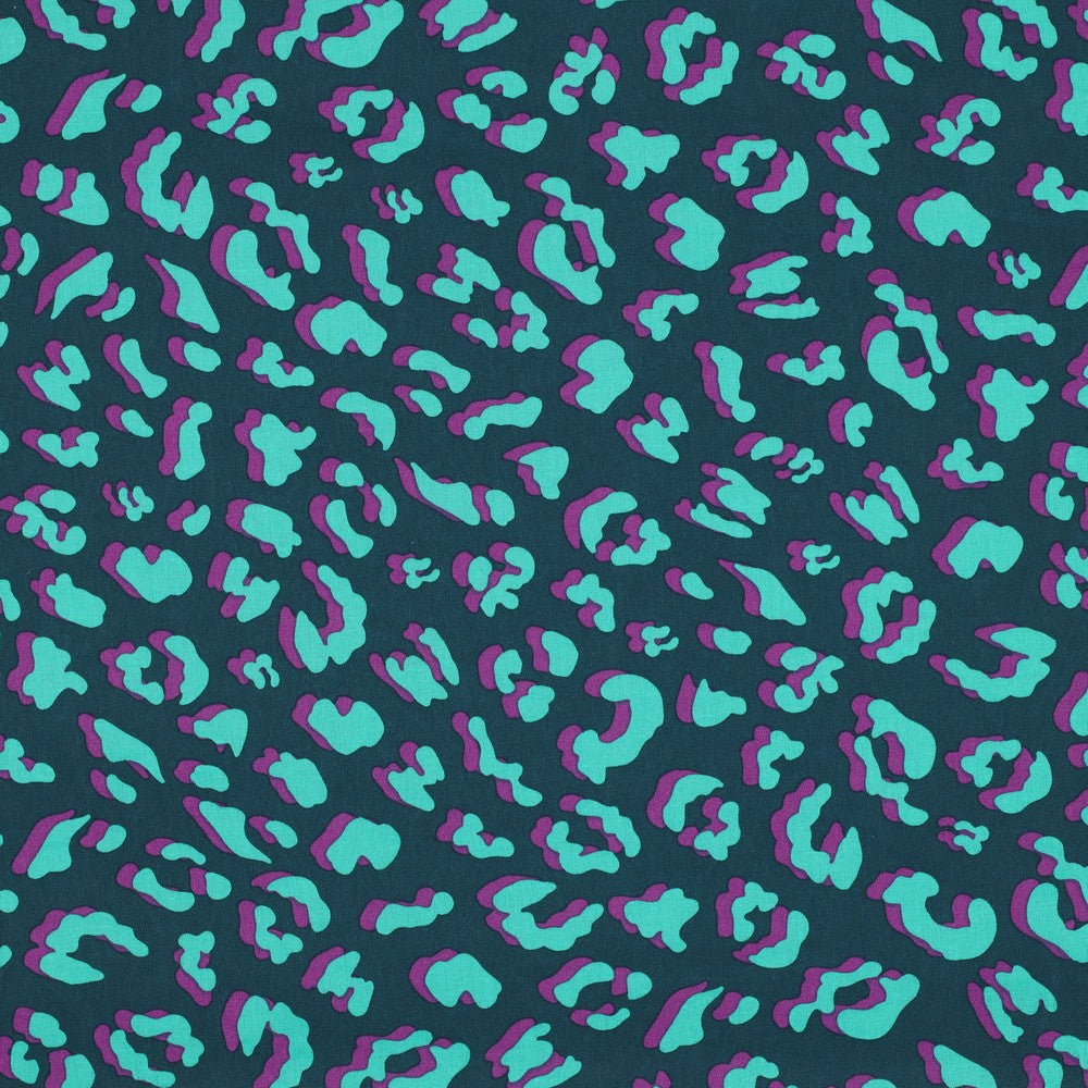 Beschichtete Baumwolle Animal Skin Leo petrol mint