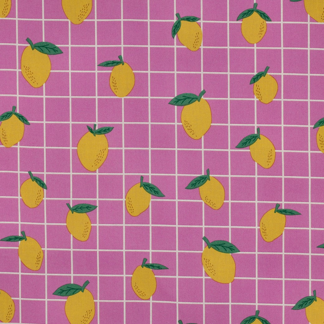 Beschichtete Baumwolle Früchte Zitronen rosa