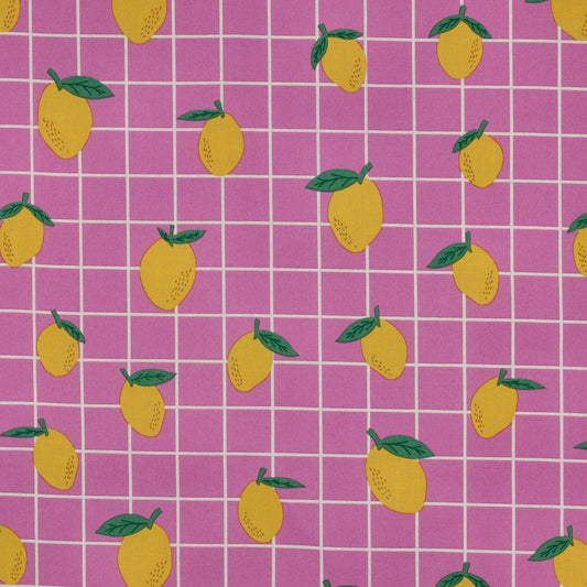 Beschichtete Baumwolle Früchte Zitronen rosa