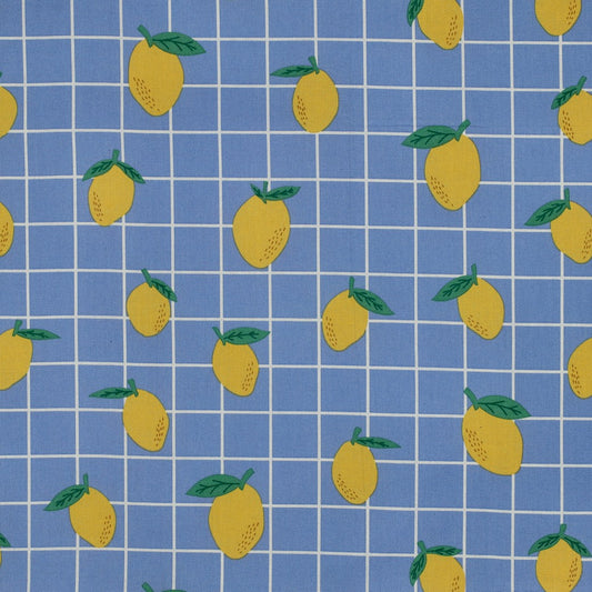 Beschichtete Baumwolle Früchte Zitronen blau