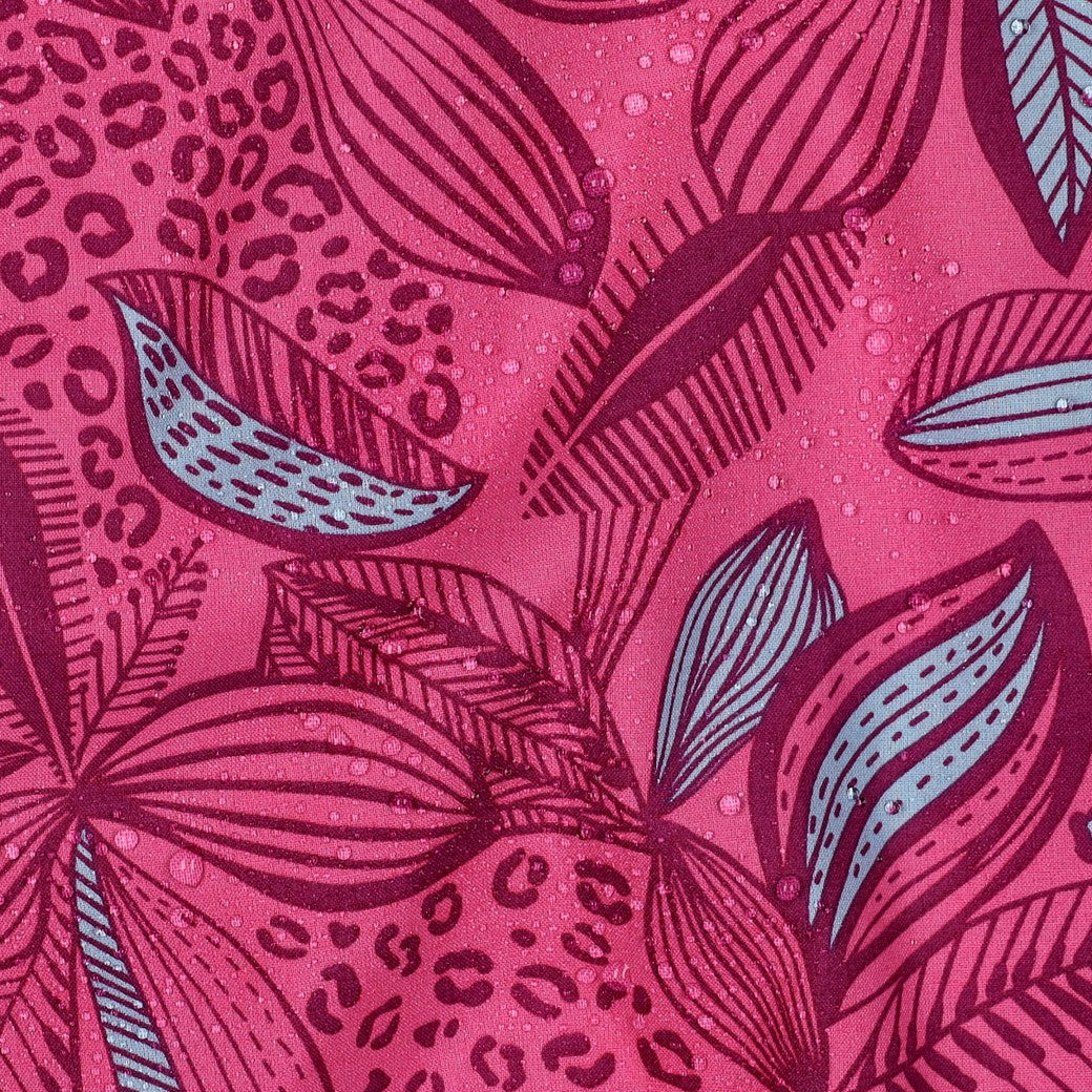 Beschichtete Baumwolle Blätter rosa bordeaux