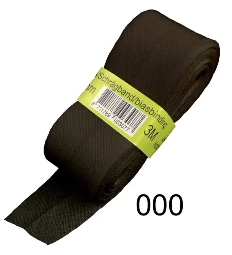 Baumwoll Schrägband gefalzt 60/30 schwarz 3m