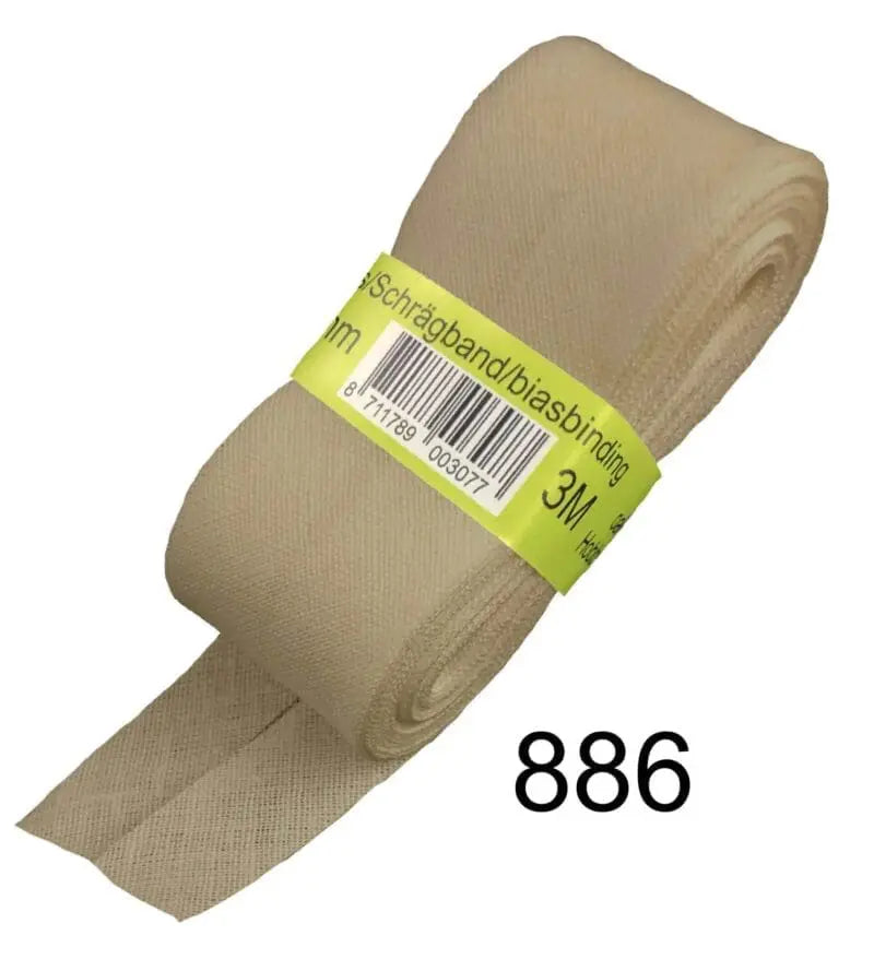 Baumwoll Schrägband gefalzt 60/30 dunkel beige 3m