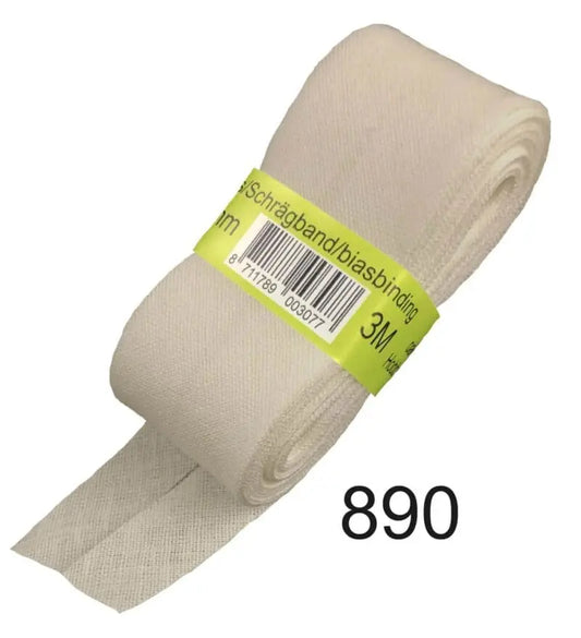 Baumwoll Schrägband gefalzt 60/30 hell beige 3m