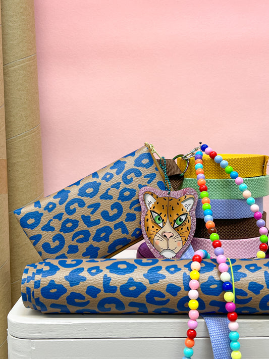 Kunstleder Happy Collection by Cherry Picking Leo ocker blau