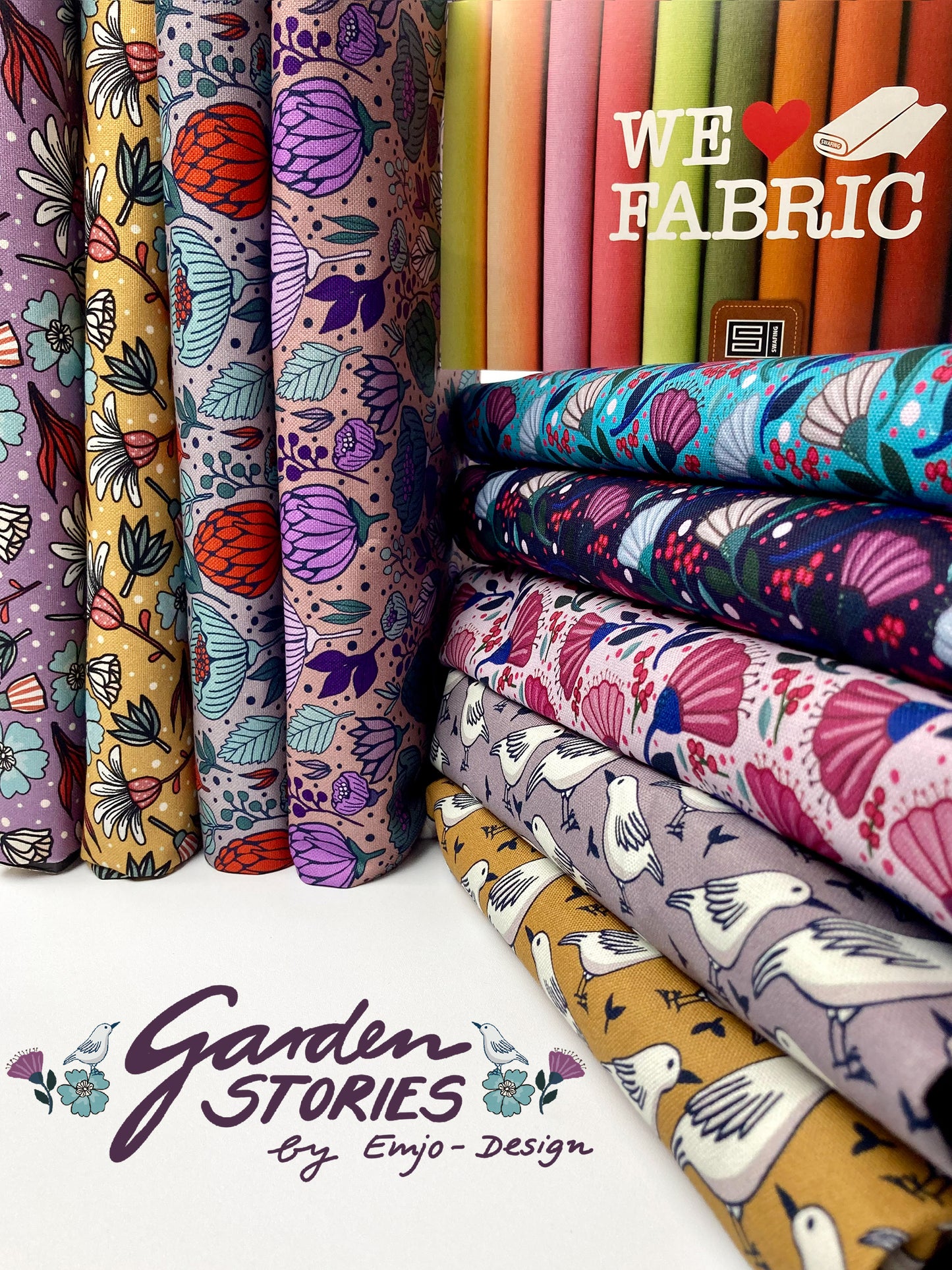 Canvas Garden Stories by Emjo Design Blumen altrosa smaragd