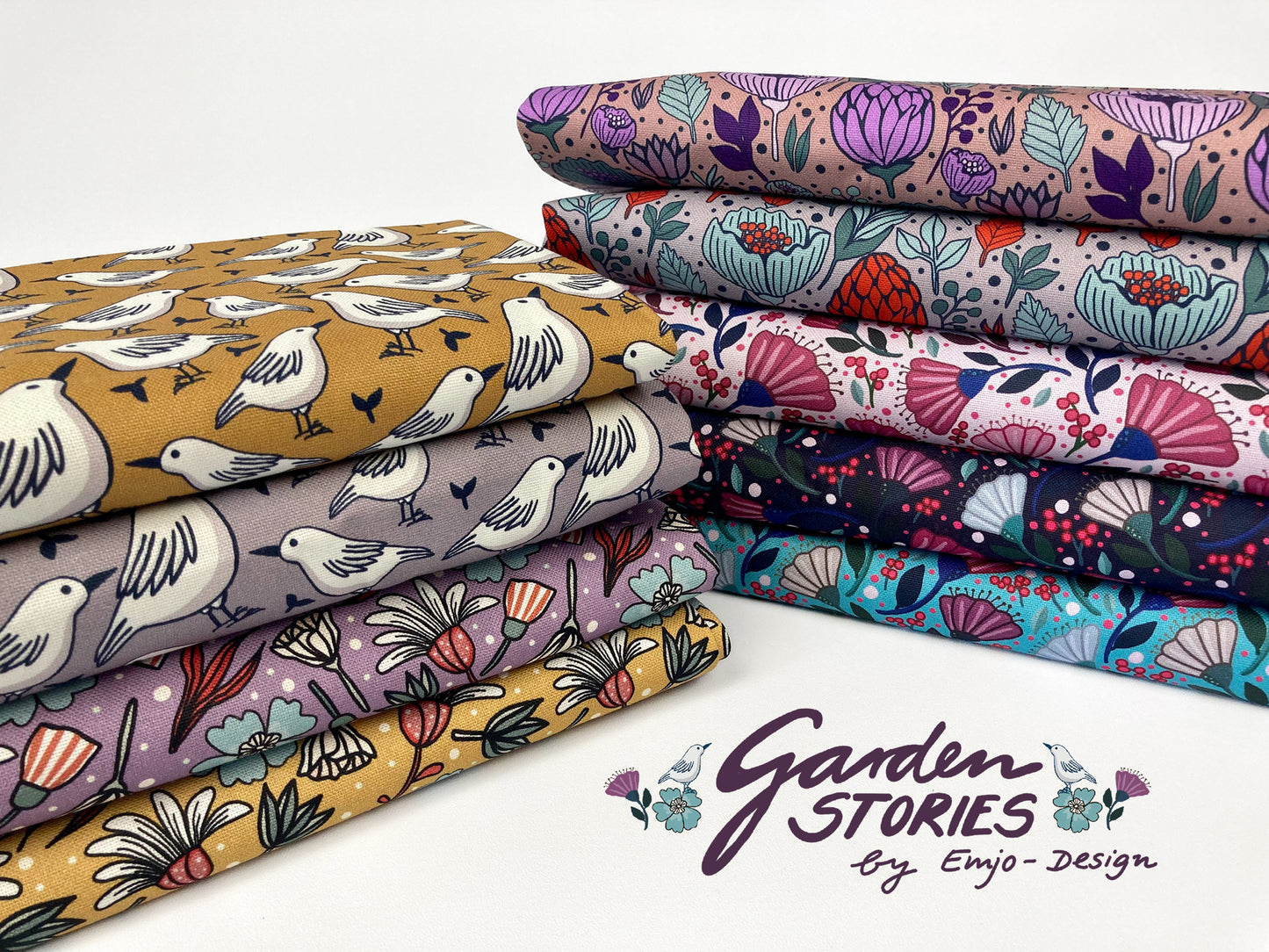 Canvas Garden Stories by Emjo Design Blumen grau smaragd