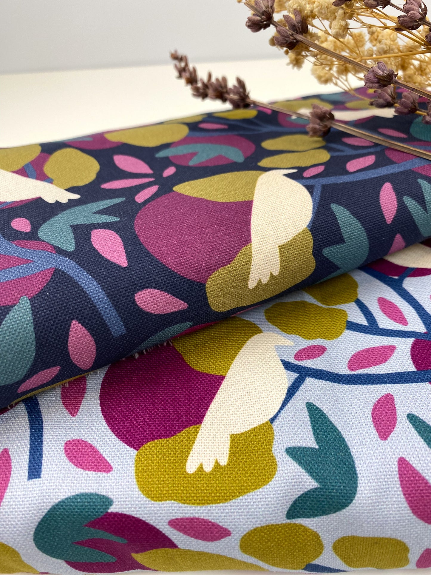 Canvas Birds and Trees by Emjo Design hellblau