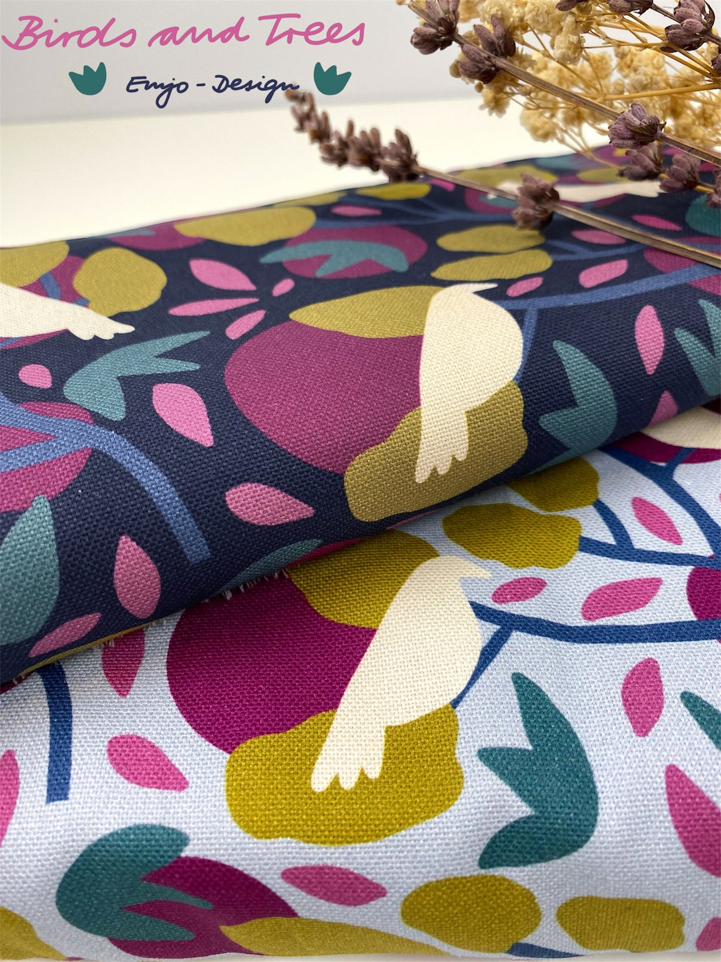 Canvas Birds and Trees by Emjo Design dunkelblau