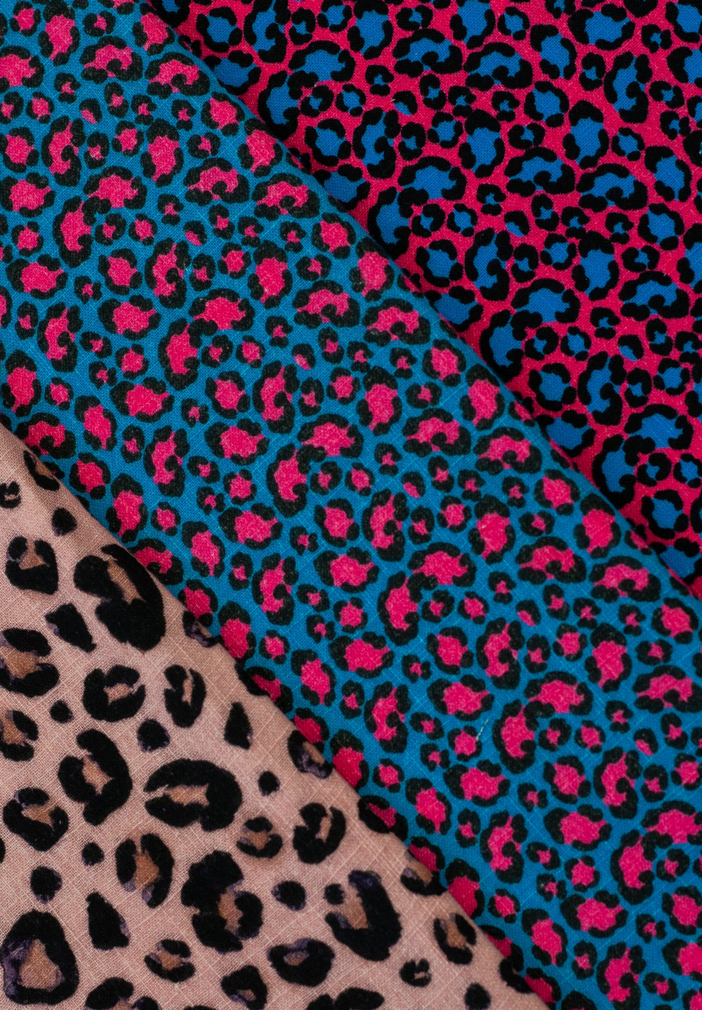 Musselin Leinen Slub Leo türkis pink
