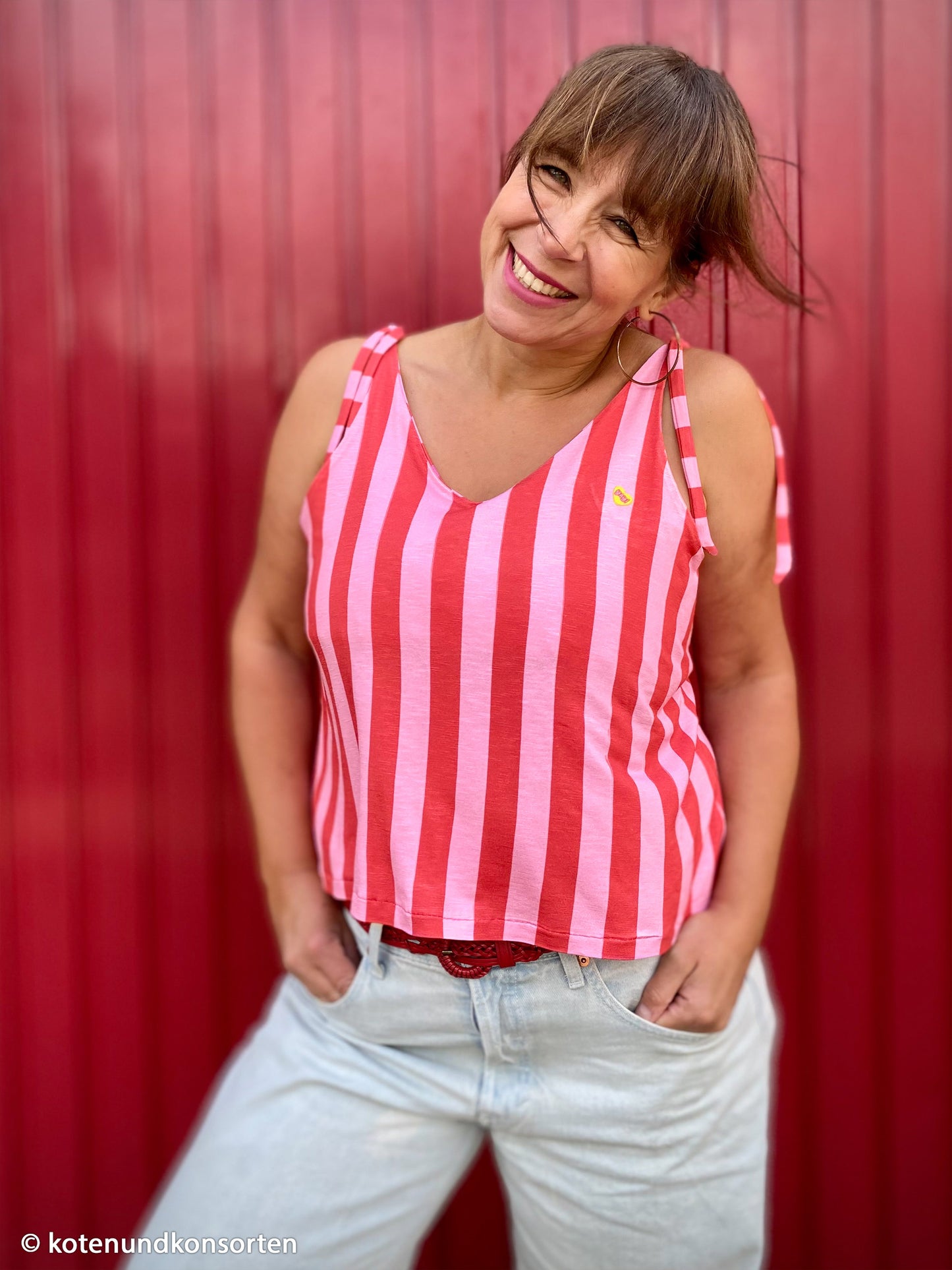 Viskosejersey Happy Stripes by cherry pink rot