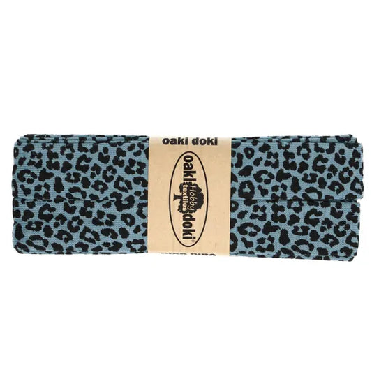 Jersey Schrägband 40/20mm Coupon leoprint rauchblau