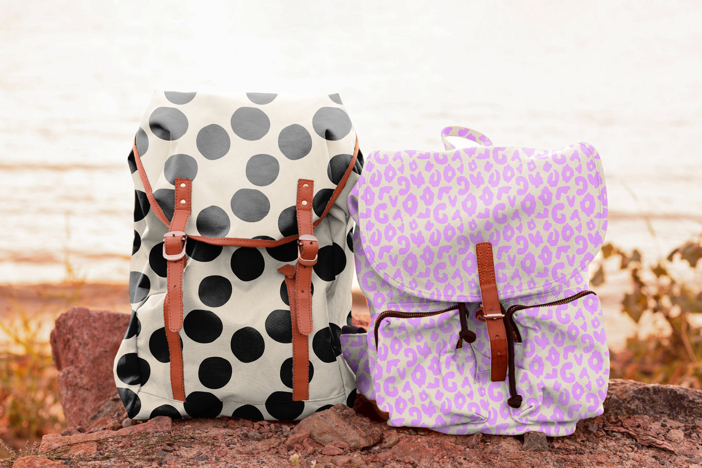 BALD ERHÄLTLICH - Leo Colourful Collection by Cherry Picking Hellbeige flieder Oxfordgewebe wasserabweisend