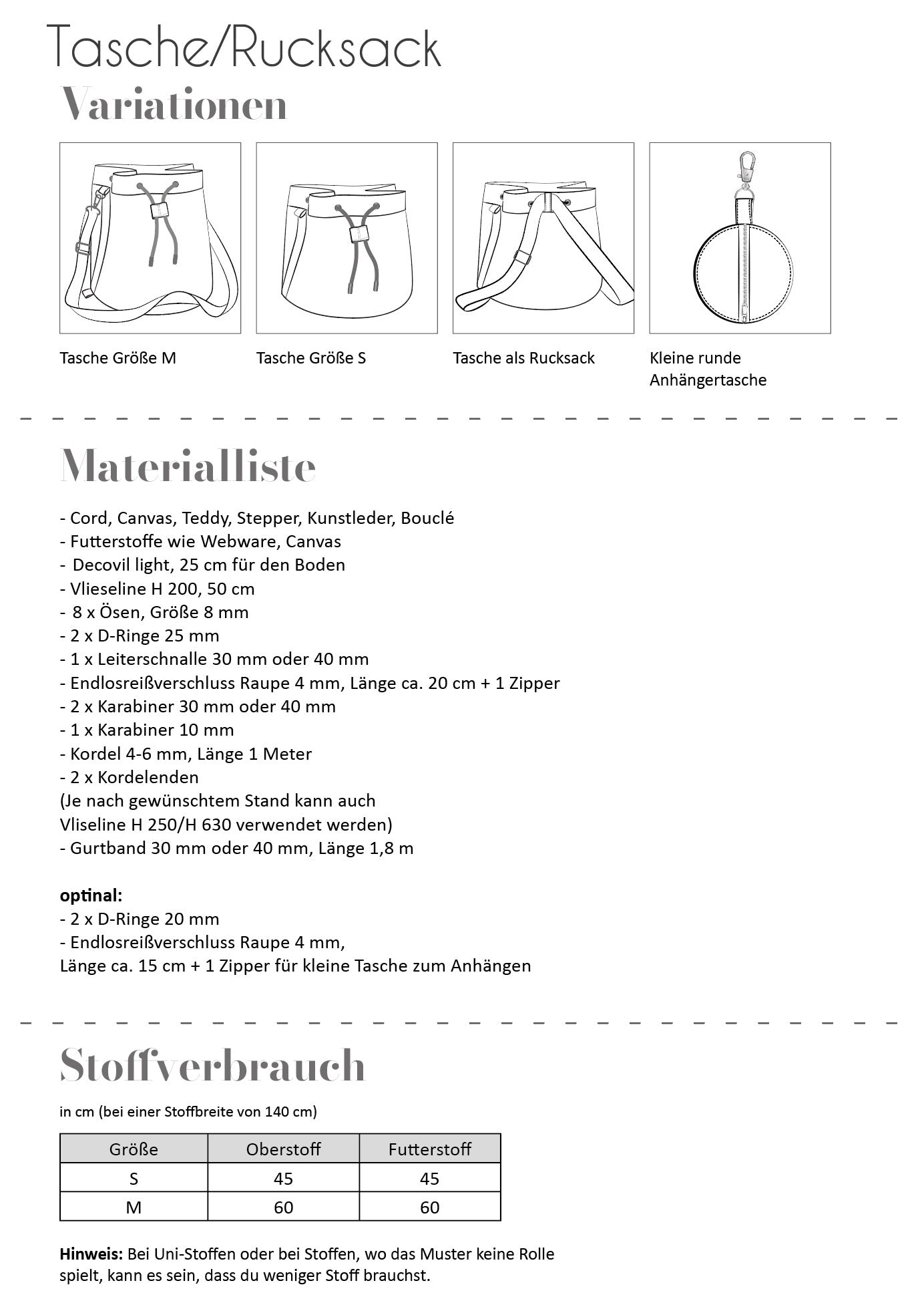 Fadenkäfer Tasche Rucksack