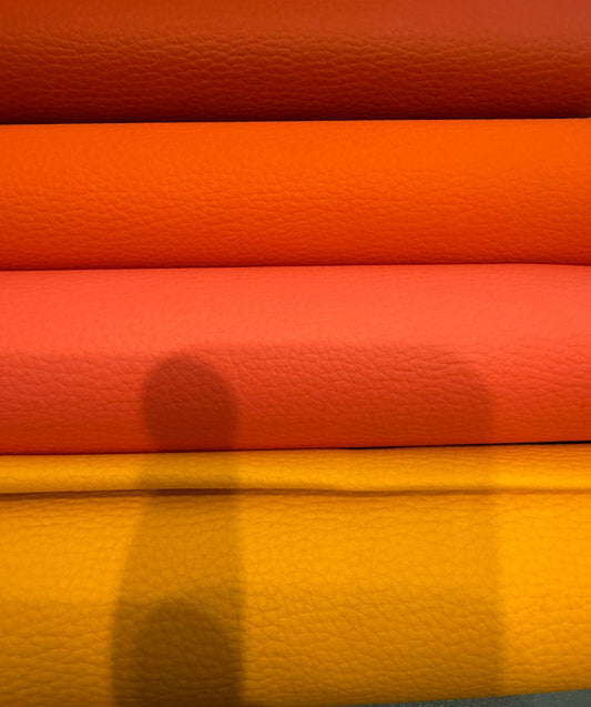 Kunstleder gelb, koralle, orange & terracotta