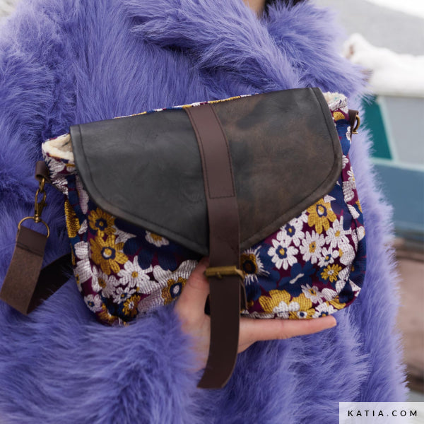Brokat Taschenstoff blau lila