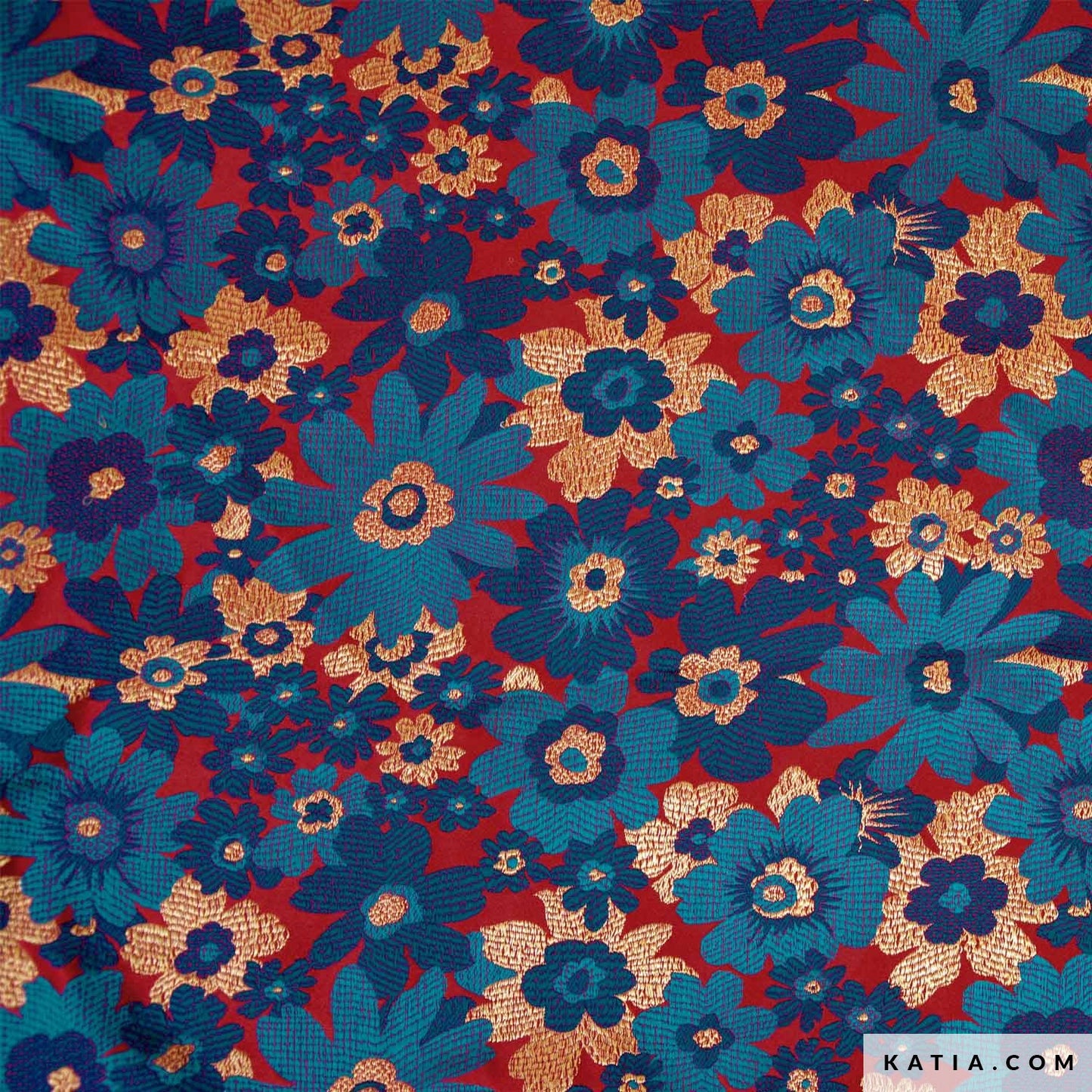 Brokat Taschenstoff rot gold