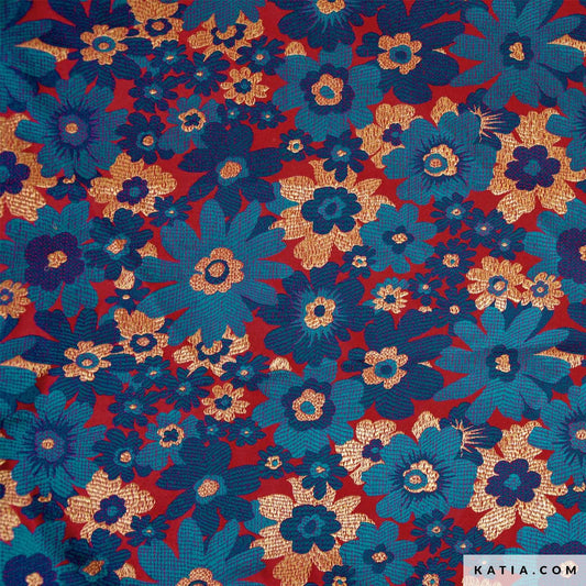 Brokat Taschenstoff rot gold