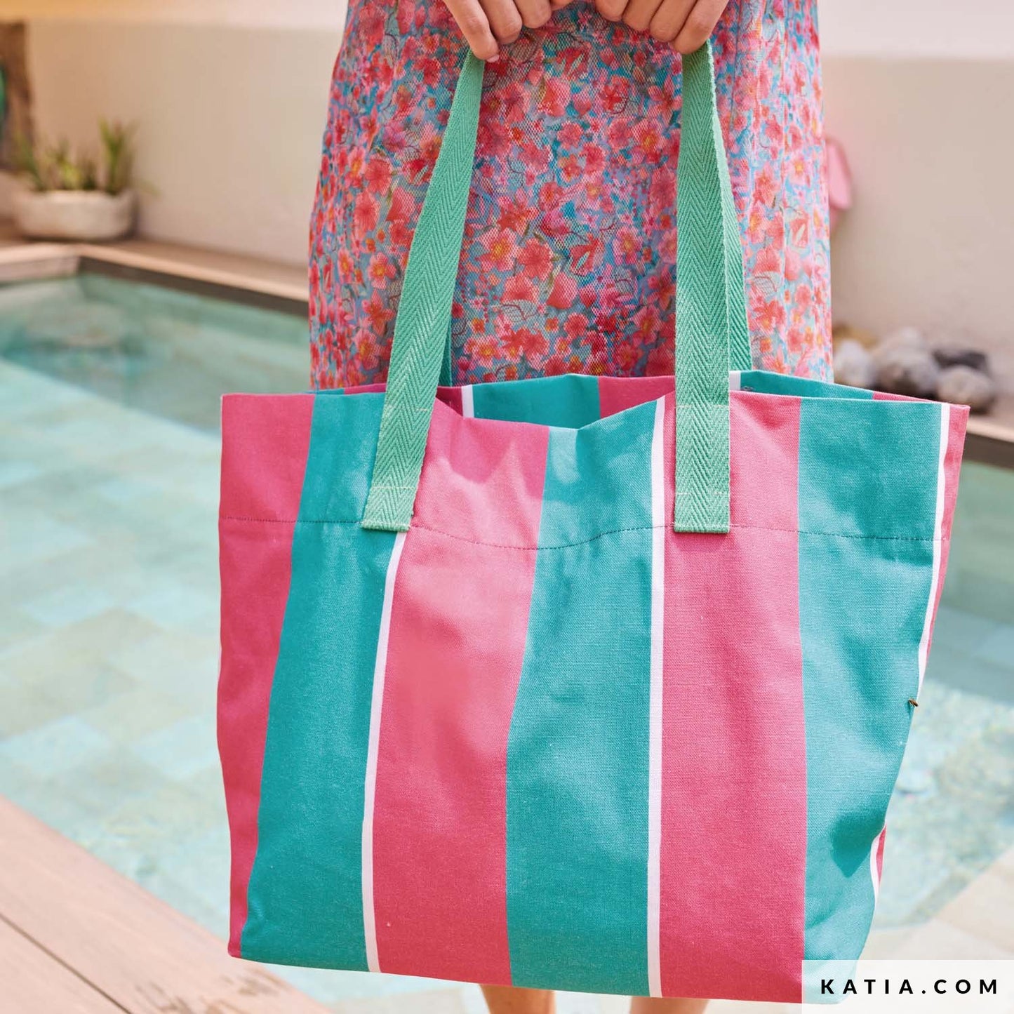 Canvas Katia Amazonia Stripes türkis pink