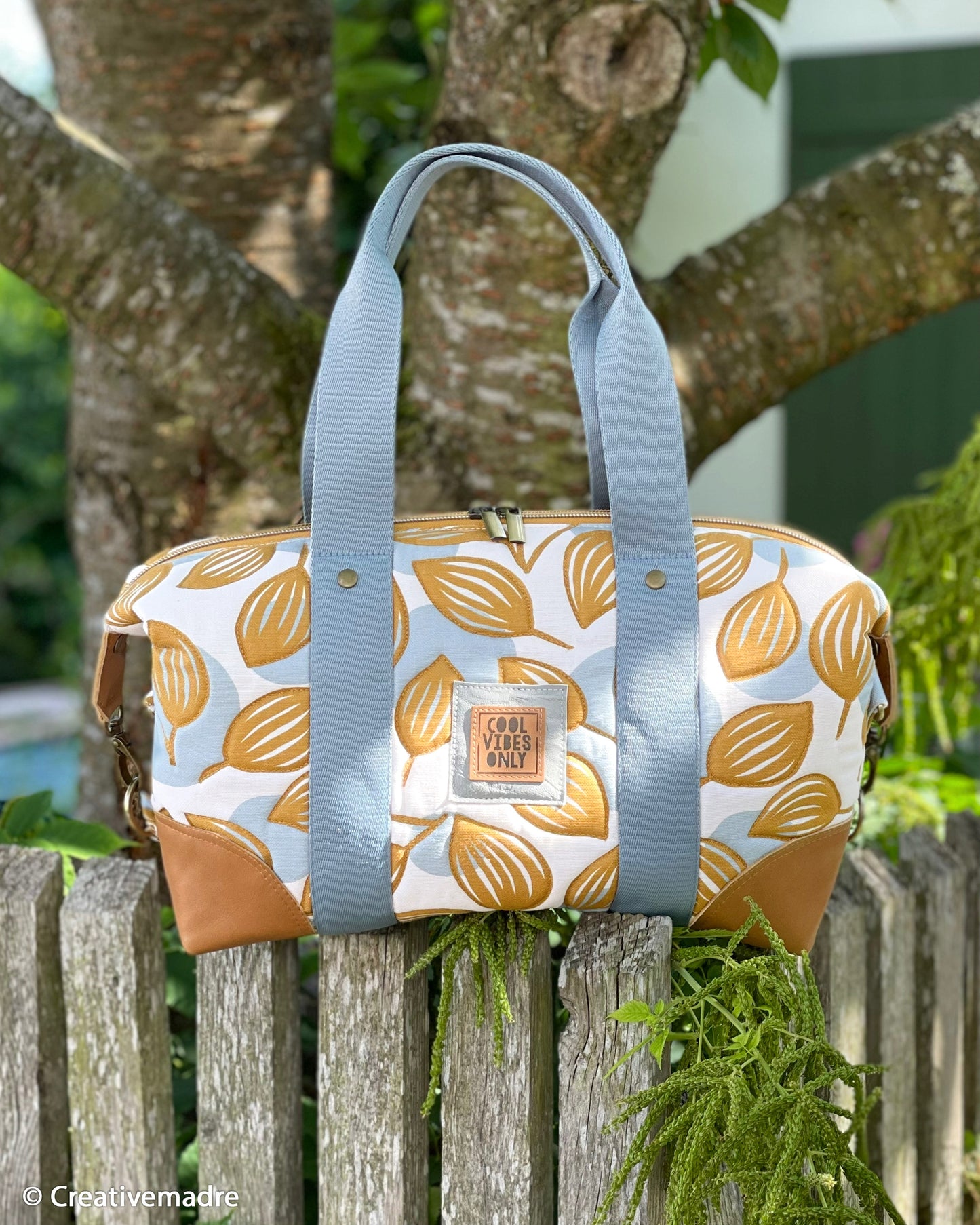 Canvas Dots and Leaves by Emjo Design ocker natur