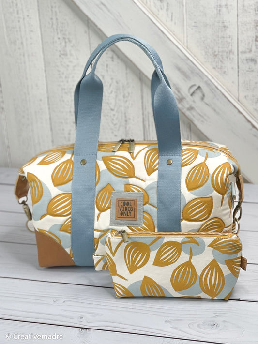 Canvas Dots and Leaves by Emjo Design ocker natur