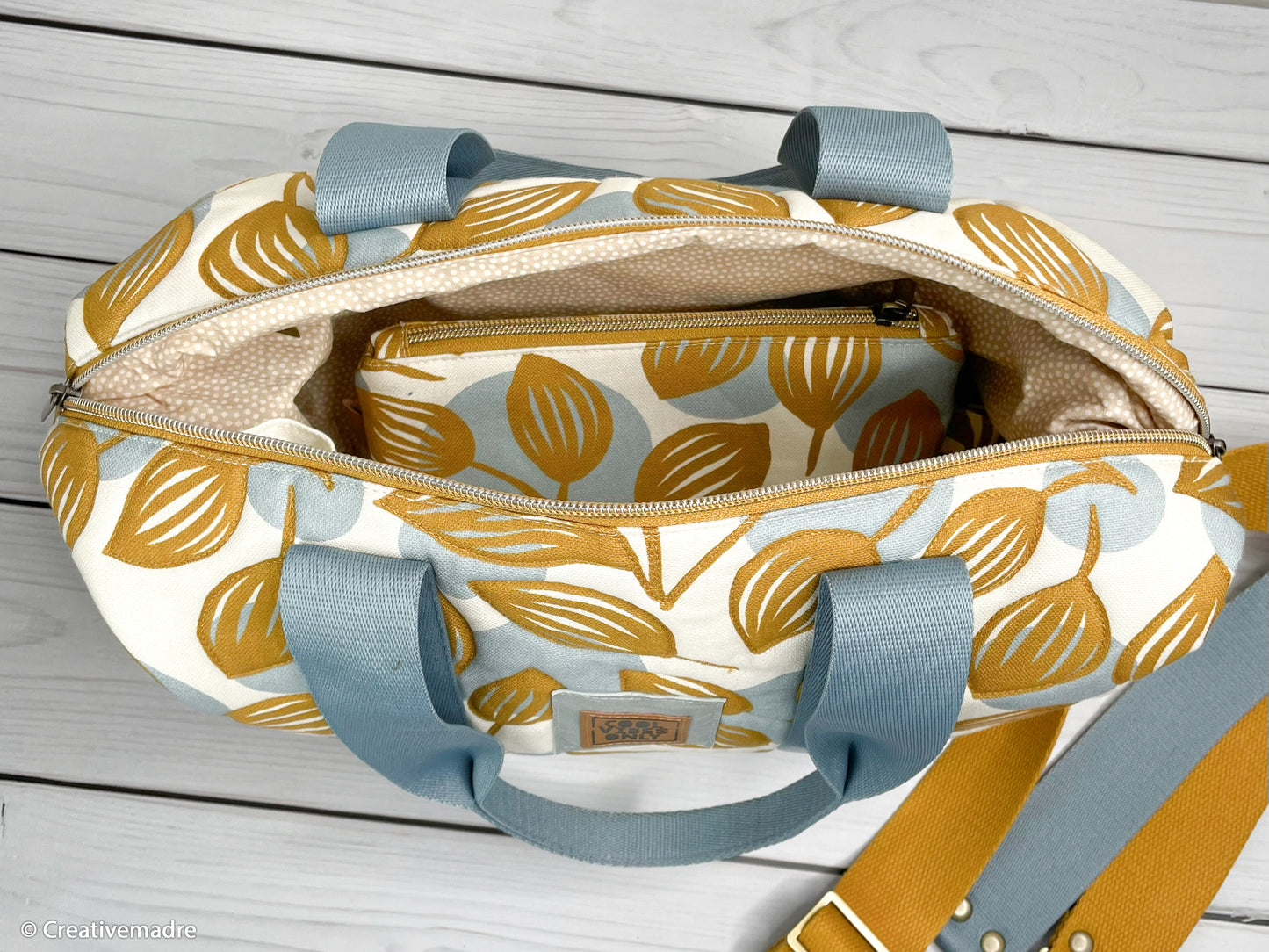 Canvas Dots and Leaves by Emjo Design ocker natur