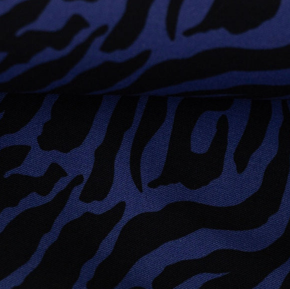 Viskose Bluse Animalprint Zebra blau