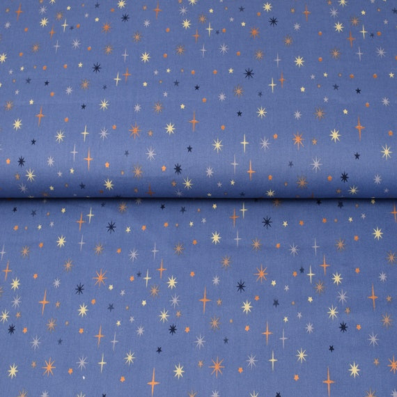 Baumwolle Weihnachten Sterne blau