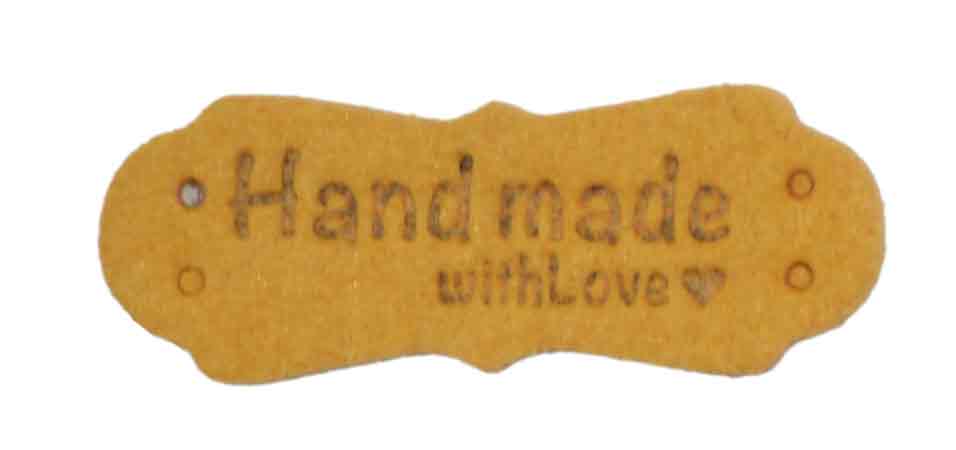 Applikation Label Handmade senfgelb