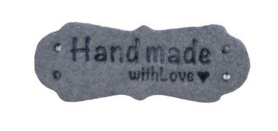 Applikation Label Handmade grau